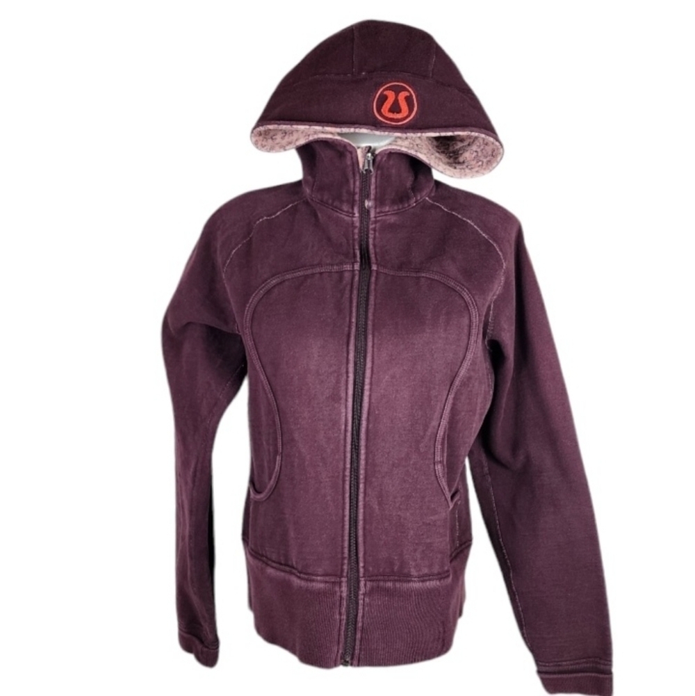 Lululemon Reversible Scuba Hoodie Classic Remix Burgundy/Pink Pattern 2in1
